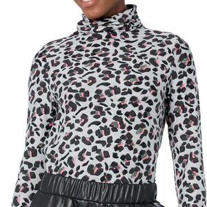 NWOT NIC+ZOE Long Sleeve Cheetah Gray & Pink Animal Print Top Turtleneck Small